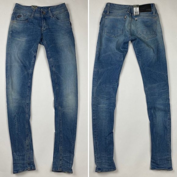NEW G-Star Lynn Skinny Jeans Womens 27 x 32 Medium Aged Blossom Super Stretch - Picture 1 of 14